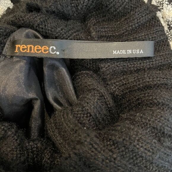 Renee C. Wool Blend Tweed Houndstooth Mini Dress Cowl Neck Size Large Black Wht - Picture 5 of 10